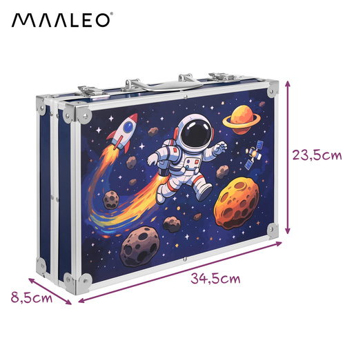 145-osainen lasten taidesetti astronauttikuvioisessa salkussa