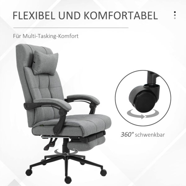 Kontorituoli ergonominen vaaleanharmaa jalkatuella 66 x 70 x 116–124 cm – harmaa