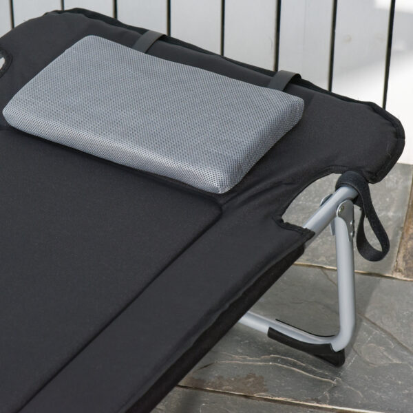 Kokoontaitettava retkisänky tyynyllä 183 x 66 x 33 cm musta