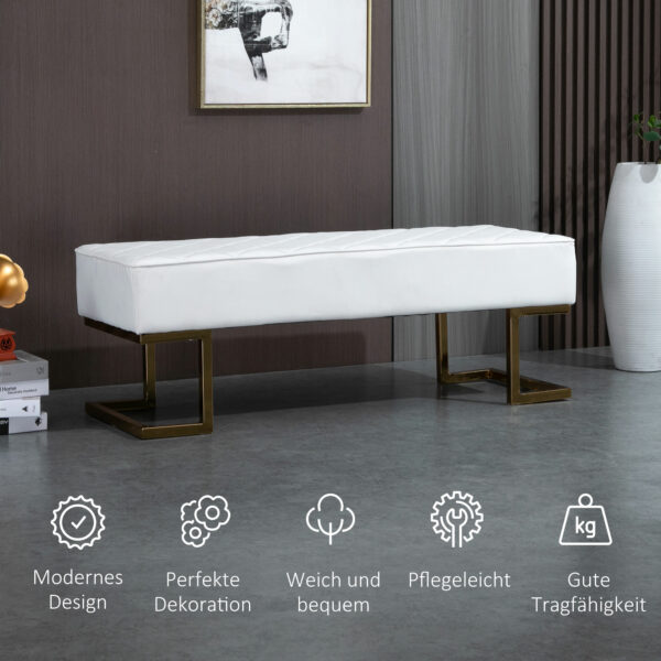 Sänkypenkki keinonahkaa valkoinen/kulta 120 x 43 x 42 cm